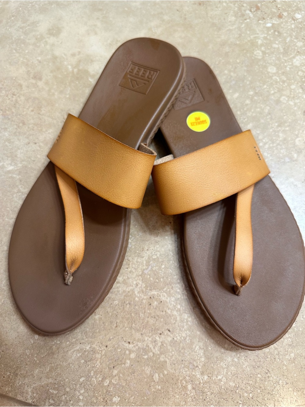 Reef Brown Footbed Slide Sandals with Tan Straps - Picture 2 of 6